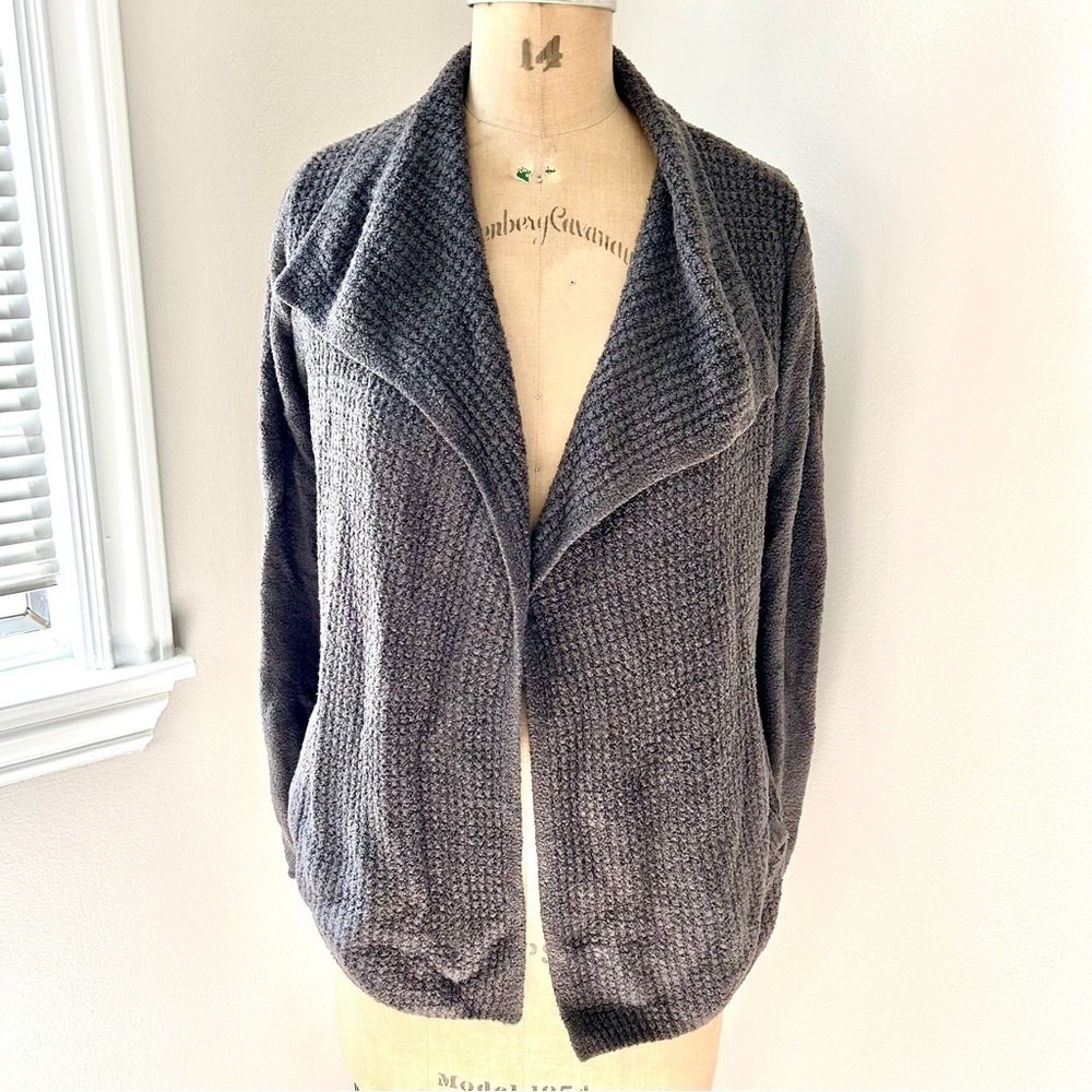 Barefoot Dreams CozyChic Lite Coastal Cardi Flutter Cardigan Carbon dark gray S - Picture 6 of 17